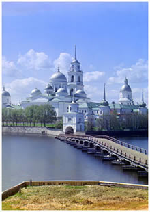Monastery of St. Nil' on Stolobnyi Island in Lake Seliger in Tver' Province.  From the Exhibit The Empire that was Russia