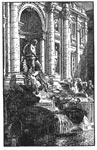 Figure of Neptune in the Trevi Fountain in Rome