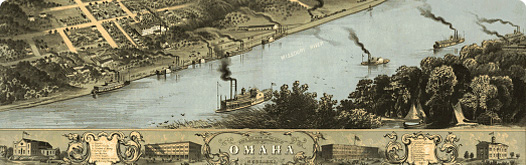 Bird's eye view of the city of Omaha, Nebraska 1868. Drawn by A. Ruger 