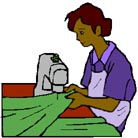 Illustration of a woman operating a sewing machine