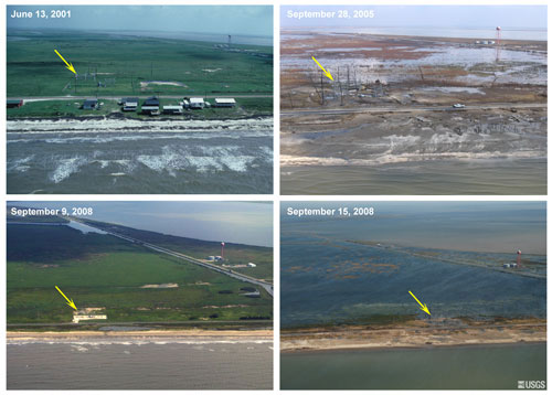 Location 3: Oblique aerial photography from Holly Beach, LA from 2001-2008.