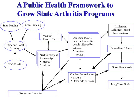 Flowchart showing a public health framework to grow state arthritis programs