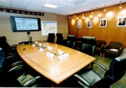 A photograph of the executive briefing room of CDC's new Emergency Operations Center.