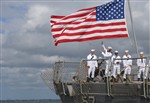 USS MITSCHER RETURNS - Click for high resolution Photo
