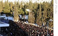 Mourners attend the funeral of 15- year-old Alexandros Grigoropoulos in suburban Athens, 09 Dec 2008