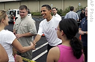 Barack Obama greets well-wishers in Kailua, Hawaii, 01 Jan 2009