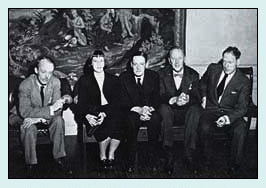 Allen Tate, Leonie Adams, T.S. Eliot, Theodore Spencer, and Robert Penn Warren, in the Whittall Pavilion, November 19, 1948.