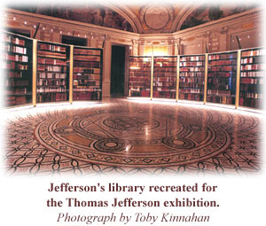 Jefferson's library recreated for the Thomas Jefferson exhibition. Photograph by Toby Kinnahan