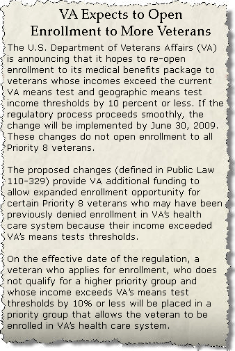 VA Expects to Open Enrollment to More Veterans