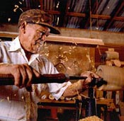 Francisco Rosario in his wood-turning shop in Manati