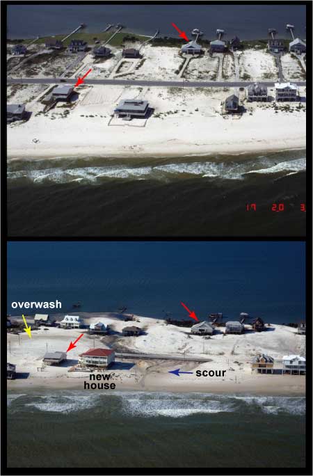 photo showing overwash across a barrier island