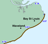 Waveland, Bay St. Louis area