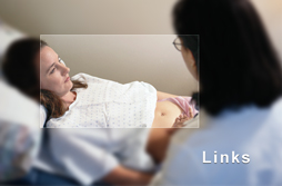 Links, photo of pregnant woman being examined by physician