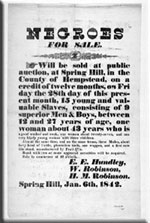 advertisement, Negroes for sale, 1842