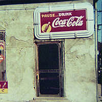 Store or Cafe with Soft Drink Signs