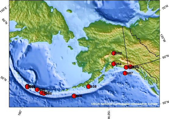 Largest Earthquakes in Alaska
