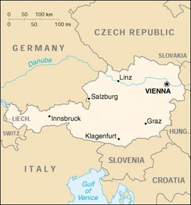 Map of Austria, from The World Factbook