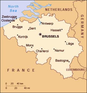 Map of Belgium, courtesy of The World Factbook