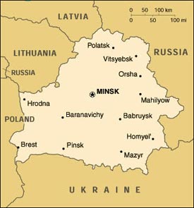 Map of Belarus, courtesy of The World Factbook