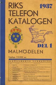Image of cover of Riks Telefon Katalogen,  Malmö, 1937