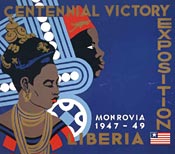 The composition of this poster reflects both the African heritage and the unique ties between the Republic of Liberia and the United States.