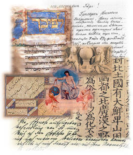 Montage image <span class="images">materials held by the Library of Congress in several different scripts 