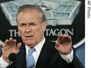 Donald Rumsfeld talks to reporters, March 14, 2006