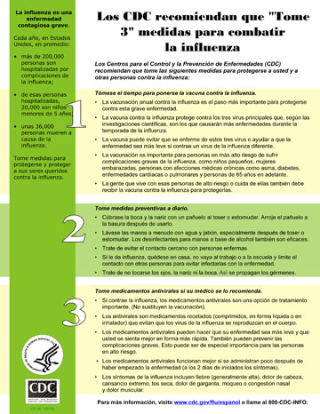 CDC Says “Take 3” Steps To Fight The Flu in Spanish graphic