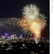 Fireworks explode over Sydney Harbour during the pre-New Year's celebrations on Sydney Harbour in Sydney, Australia, 31 Dec 2008