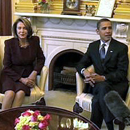 House Speaker Nancy Pelosi and President-elect Barack Obama
