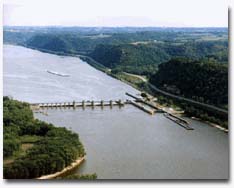 Aerail photo of Lock and Dam 9.