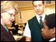 Secretary Spellings visits with students participating in a science experiment at Robert Treat Academy Charter School in Newark, New Jersey. 