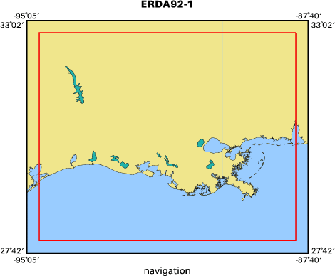 ERDA92-1 map of where navigation equipment operated