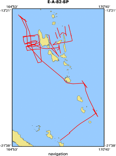E-A-82-SP map of where navigation equipment operated