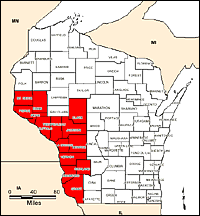 Map of Declared Counties for Disaster 1236