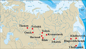 Eleven largest ciities of Siberia, 1897