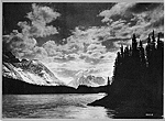Photograph of River, Trees and Mountians
