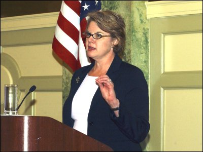 Secretary Spellings speaks at a luncheon in Washington, D.C., celebrating the 30th anniversary of the Hispanic Scholarship Fund.
