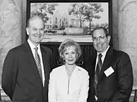 Photo: Dr. Charles Sanders (left) and Dr. John Gallin (right) with Mrs. Lily Safra at the Edmond J. Safra Family Lodge name dedication ceremony.