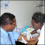 Photo: A man donating blood