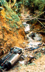 Vehicle that crashed during a flash flood
