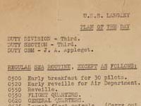 USS Langley: Plan of the Day for Friday, February 16, 1945