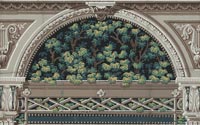 [Wallpaper design, composed of arch and trees]