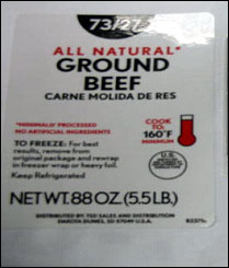 Label of recalled ground beef