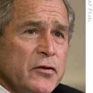 President George W. Bush reflects on the crisis in Gaza in the Oval Office of the White House, Washington, 05 Jan 2009