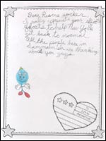 Kids to Kids Drawing Thanking Rescue Workers in the WTC and Pentagon Attacks. Thumbnail image, clicking will load larger image & caption.