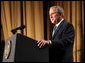 President George W. Bush addresses his remarks Wednesday evening, Nov. 12, 2008, at the 2008 Bishop John T. Walker Memorial Dinner in Washington, D.C., where President Bush was honored with the Bishop John T. Walker Distinguished Humanitarian Service Award from Africare. White House photo by Chris Greenberg