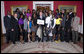 President George W. Bush poses with members of the Louisiana State University Women's Outdoor Track and Field Team Wednesday, Nov. 12, 2008, during a photo opportunity with 2008 NCAA Sports Champions at the White House. White House photo by Chris Greenberg