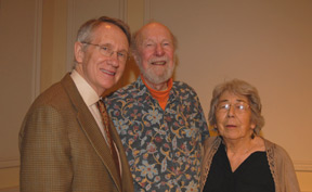 Left to right: Senator Harry Reid, Pete Seeger, and  Toshi Seeger