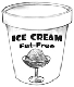 Ilustración de una caja de paletas de helados sin azúcar, una lata de helado sin grasa y una caja de chocolate caliente sin azúcar.